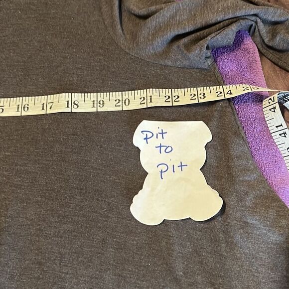 Cecico LS brown flowy T-shirt w/ crocheted trim super cute GUC - Picture 4 of 8